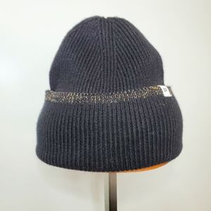 NEW BP Nordstrom Black Gold Ribbed Cuffed Beanie Hat Cap Winter Snow Nordstrom